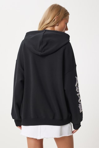Sweat regular com capuz - Preto