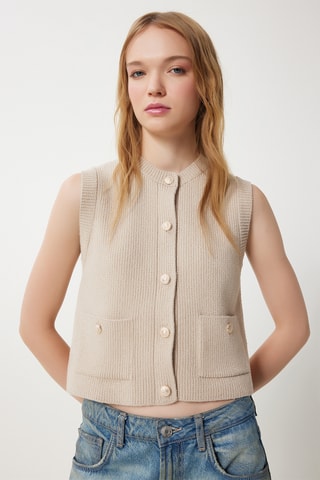 Gilet regular sans manches - Beige