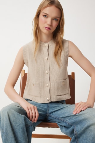 Gilet regular sans manches - Beige