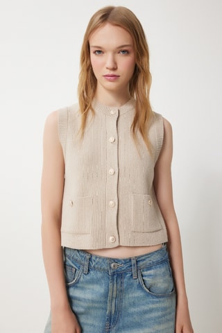 Gilet regular sans manches - Beige