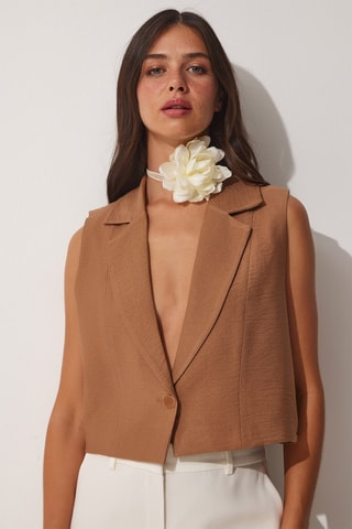 Gilet de costume regular en lin - Marron