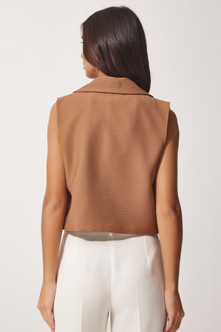 Gilet de costume regular en lin - Marron