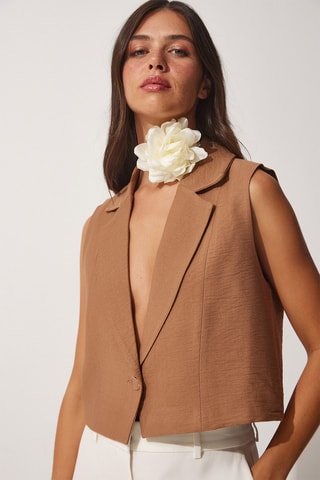 Gilet de costume regular en lin - Marron