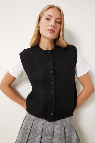 Gilet regular sans manches - Noir