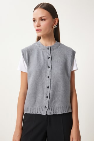 Gilet regular sans manches - Gris
