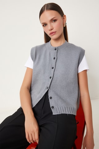 Gilet regular sans manches - Gris