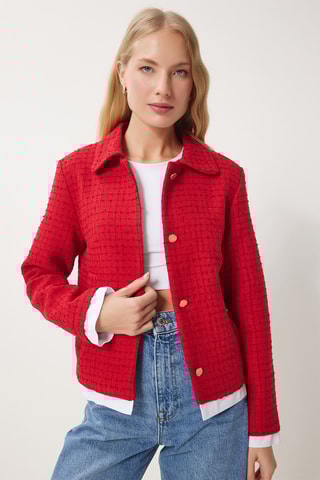 Veste en tweed - Rouge