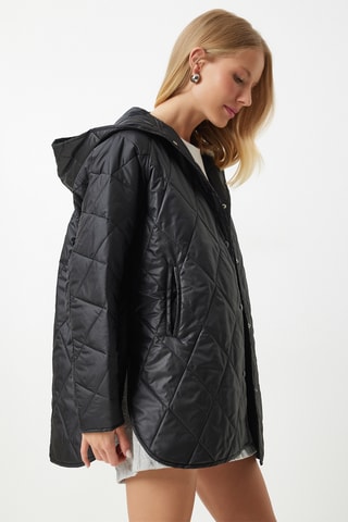 Doudoune oversize à capuche - Noir