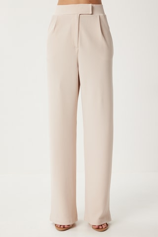 Calças wide legs cintura alta - Creme