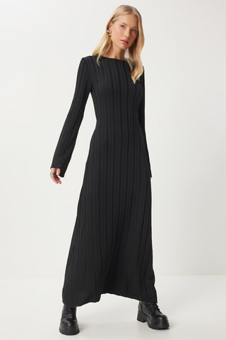 Vestido-camisola regular - Preto