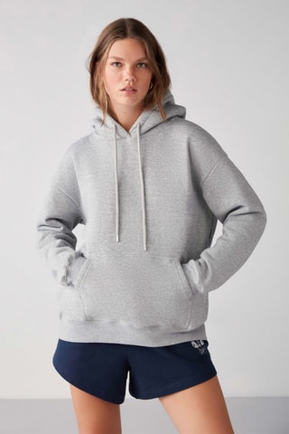 Sweat oversize com capuz - Cinzento