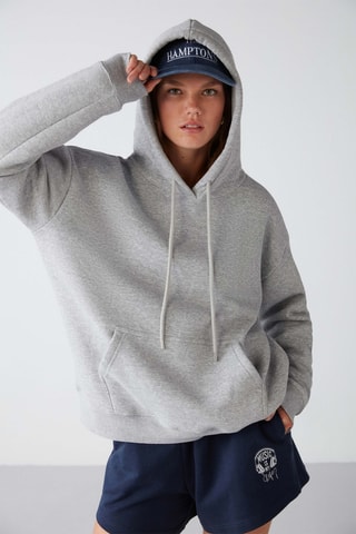 Sweat oversize com capuz - Cinzento