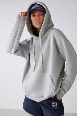 Sweat oversize com capuz - Cinzento