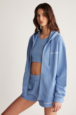 Sweat oversize com capuz - Azul