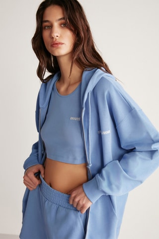 Sweat oversize com capuz - Azul