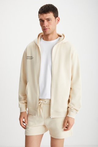 Sweat com capuz regular - Bege