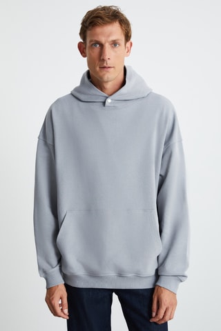 Sweat com capuz regular - Cinzento claro