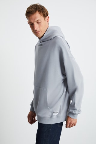 Sweat com capuz regular - Cinzento claro