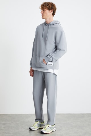 Sweat regular e calças wide legs - Cinzento claro