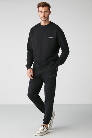 Sweat regular e calças de treino - Preto