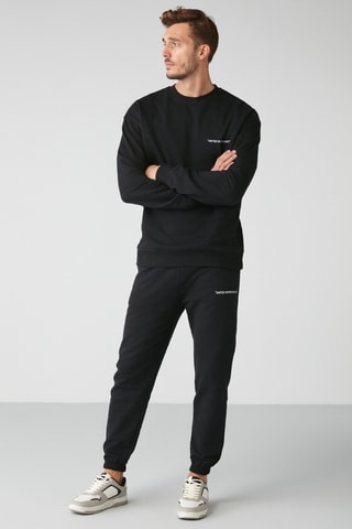 Sweat regular e calças de treino - Preto