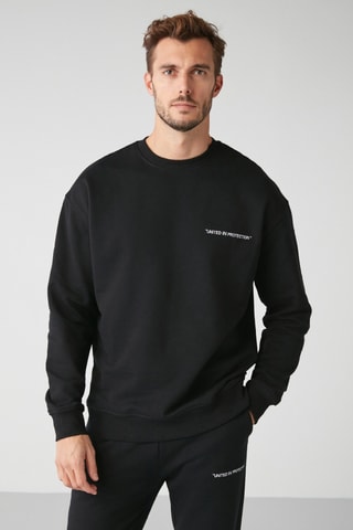 Sweat regular e calças de treino - Preto