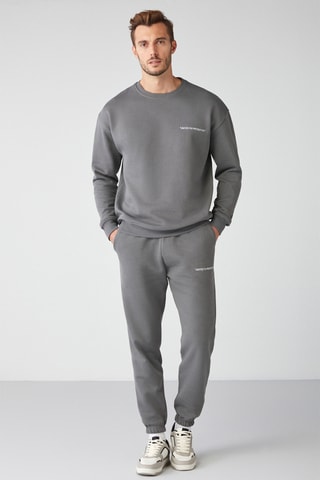 Sweat regular e calças de treino - Cinzento
