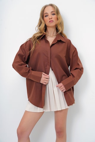 Camisa oversize - Castanho