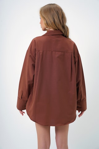 Camisa oversize - Castanho