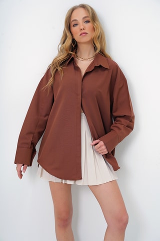 Camisa oversize - Castanho