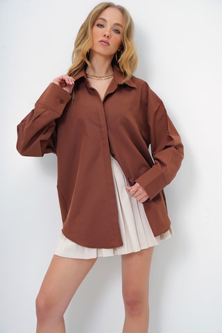 Camisa oversize - Castanho