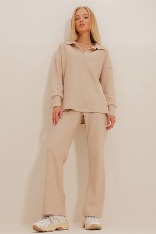 Blusa e calças palazzo - Bege