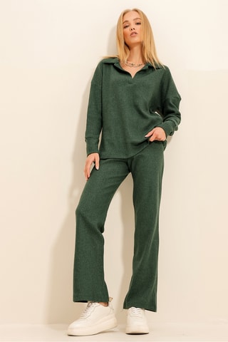 Blusa regular e calças palazzo - Verde