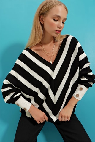 Camisola oversize em lã - Preto