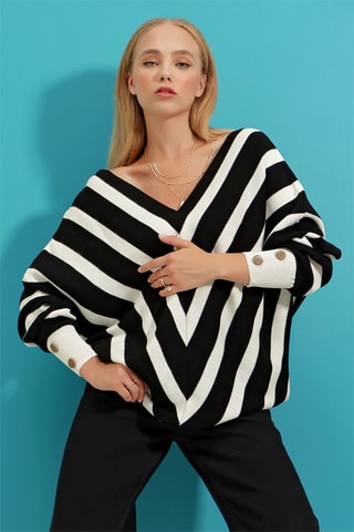Camisola oversize em lã - Preto