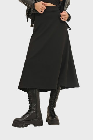 Saia midi cintura subida - Preto