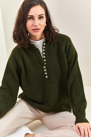 Camisola regular - Verde escuro