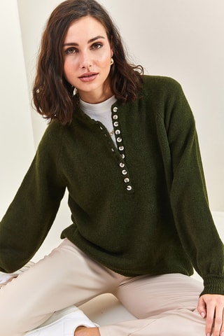 Camisola regular - Verde escuro