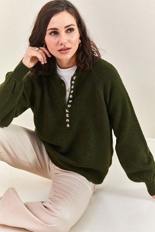 Camisola regular - Verde escuro