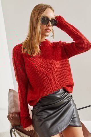 Camisola regular - Vermelho