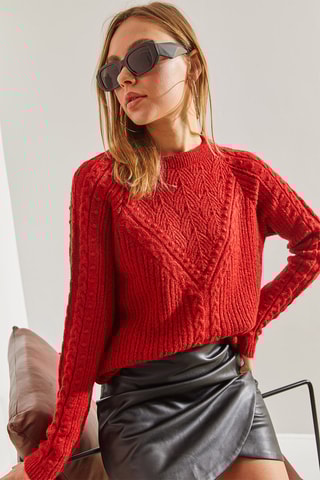 Camisola regular - Vermelho