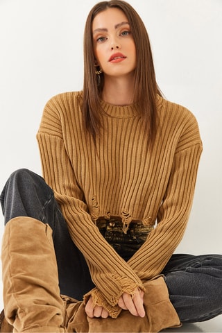 Camisola regular - Camel