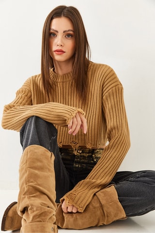 Camisola regular - Camel