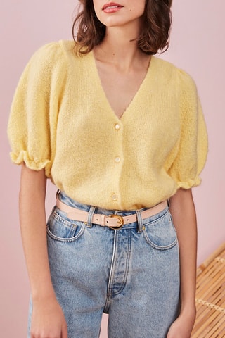 Mohair en Merinoswollen Vest Banana Geel