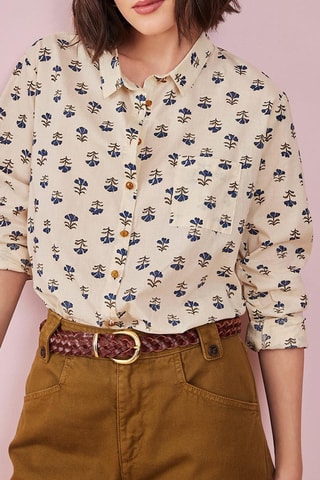 Blouse Bleuet Ecru en Marineblauw