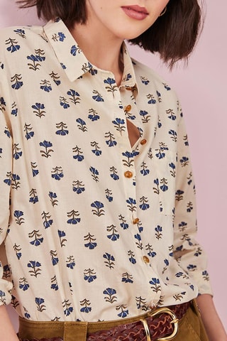 Blouse Bleuet Ecru en Marineblauw