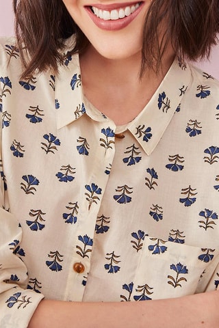 Blouse Bleuet Ecru en Marineblauw