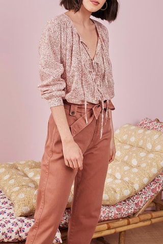 Blouse Yoko Ecru en Bordeauxrood