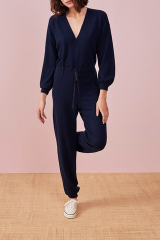 Merinoswollen Jumpsuit Marineblauw