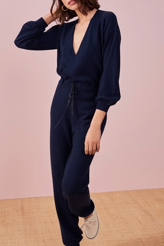 Merinoswollen Jumpsuit Marineblauw